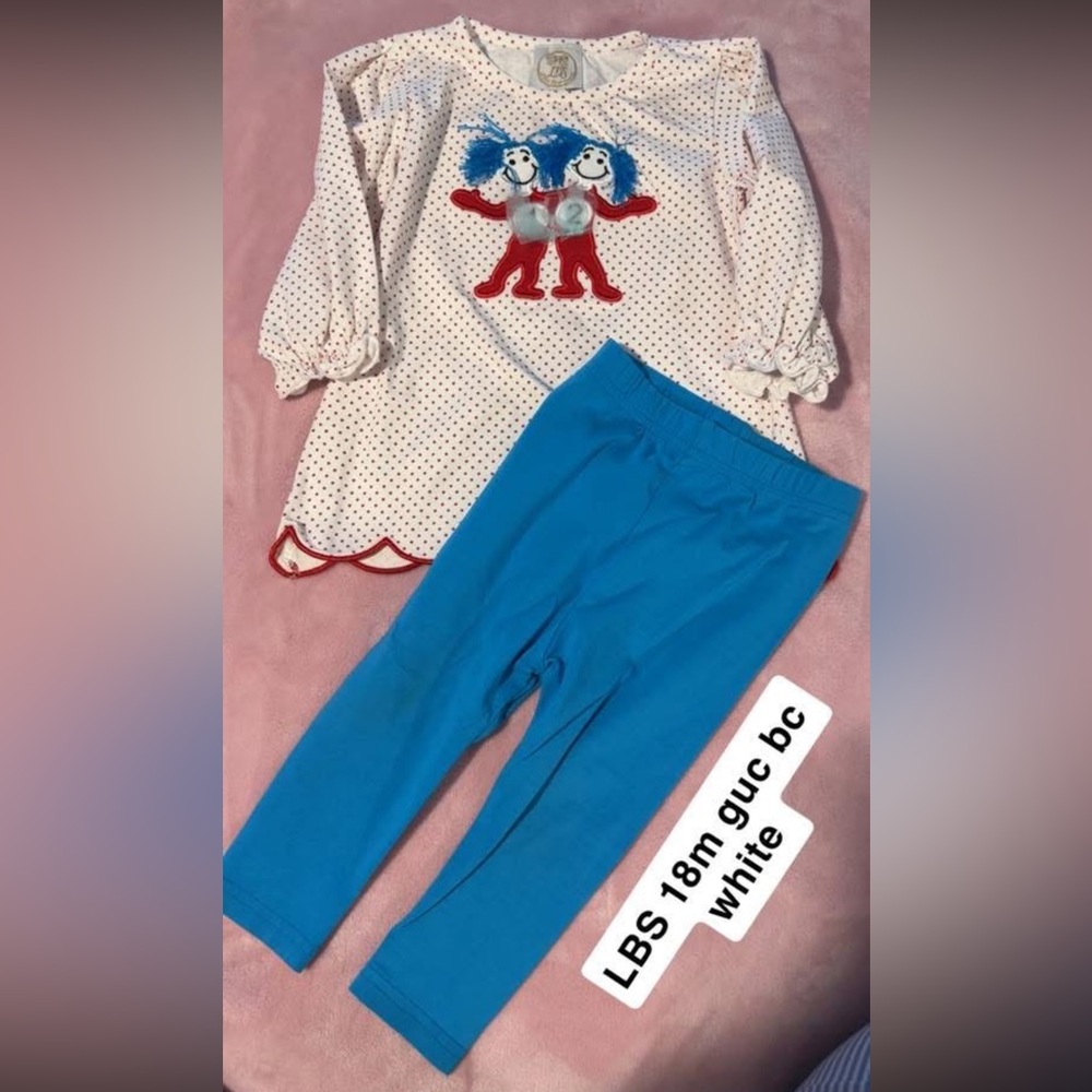 Polka Dot Top & Blue Leggings Set Dr. Seuss girls 18 month little bear smocks